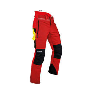 Ventilation Chainsaw Trousers Type A in red and black, designed for arborists and forestry professionals.