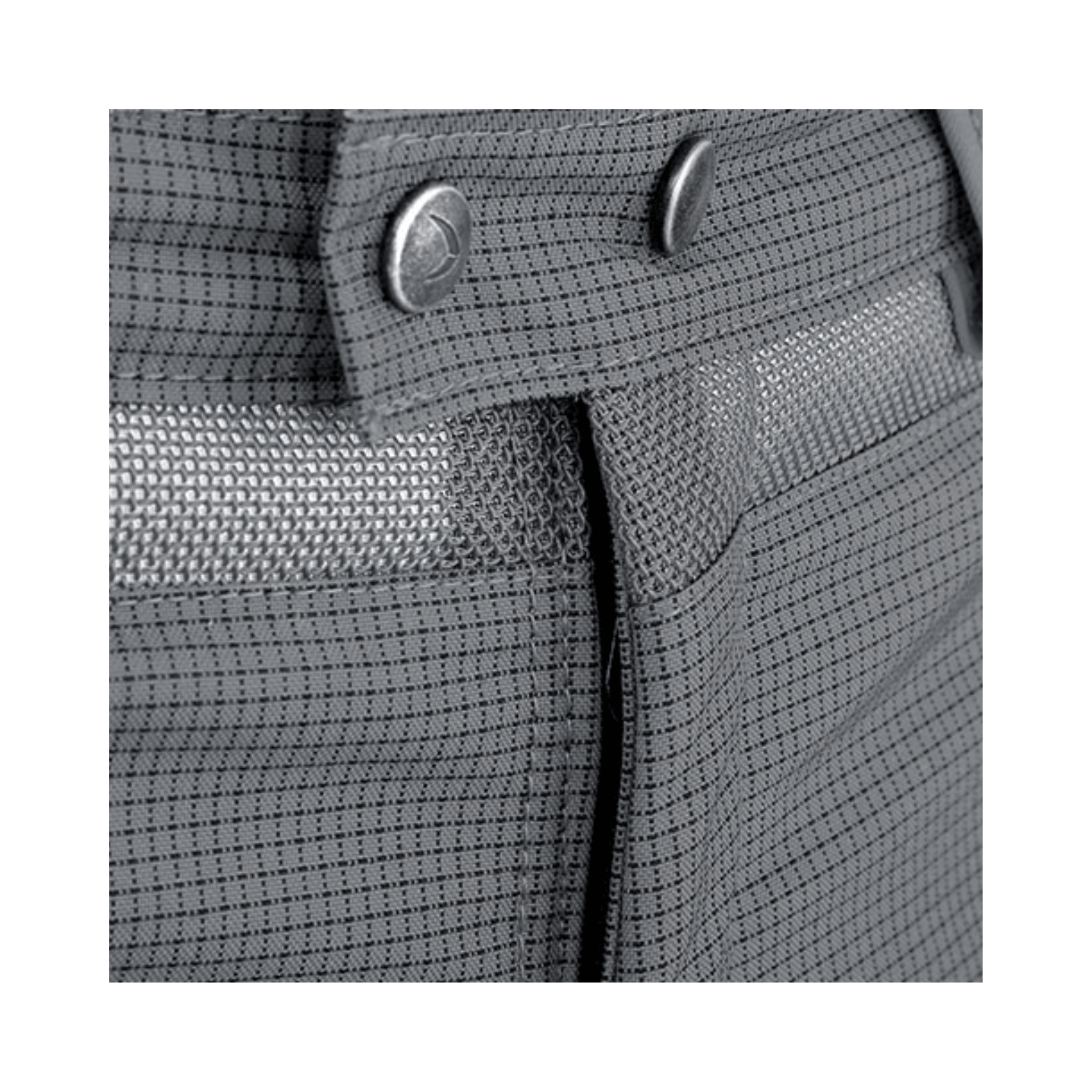 Close-up of Pfanner Ventilation Chainsaw Trousers Type A highlighting Gladiator fabric and breathable mesh.