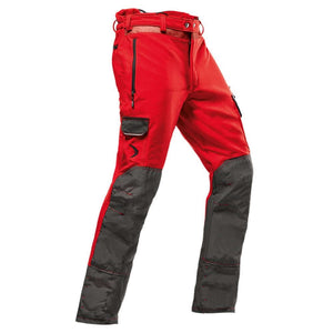 Pfanner Arborist Chainsaw Trousers. Red, Type A (front protection, Class 1). Durable, breathable, with Keprotec reinforcement for arborist safety