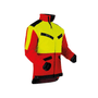 Pfanner KlimaAIR Forest Jacket: Red and yellow, high-vis, breathable, durable, designed for professional forestry work. Features KlimaAIR technology