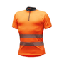 Pfanner Zip Neck Shirt, short sleeves, in bright orange. High-visibility workwear, breathable, and comfortable with a front zipper