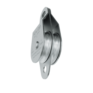 A silver-colored double swing side pulley sheave, 76mm in diameter, typically used for hauling or hoisting heavy loads.