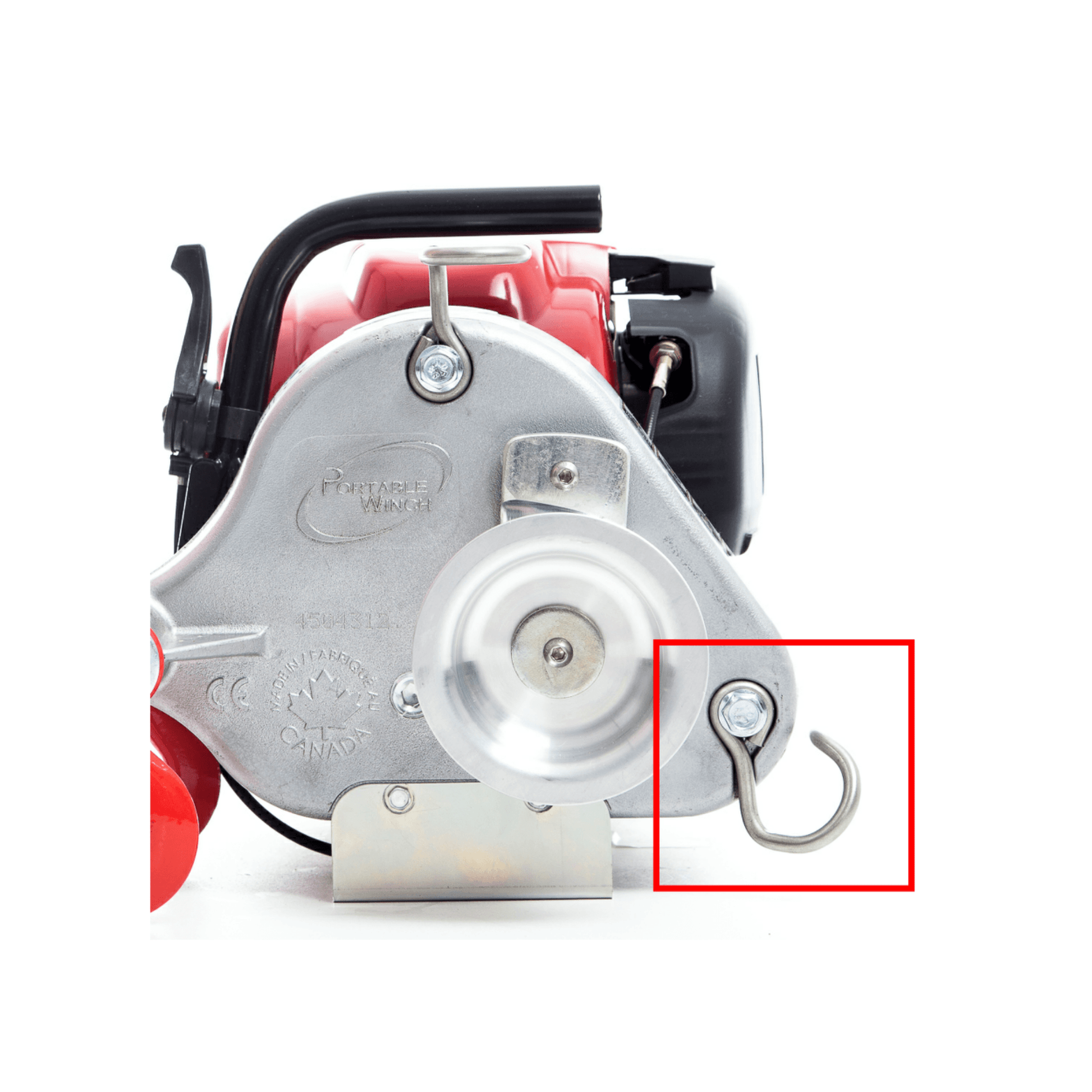 PCW3000 Winch Rope Entry Guide showing the durable hook attachment for smooth rope feeding.