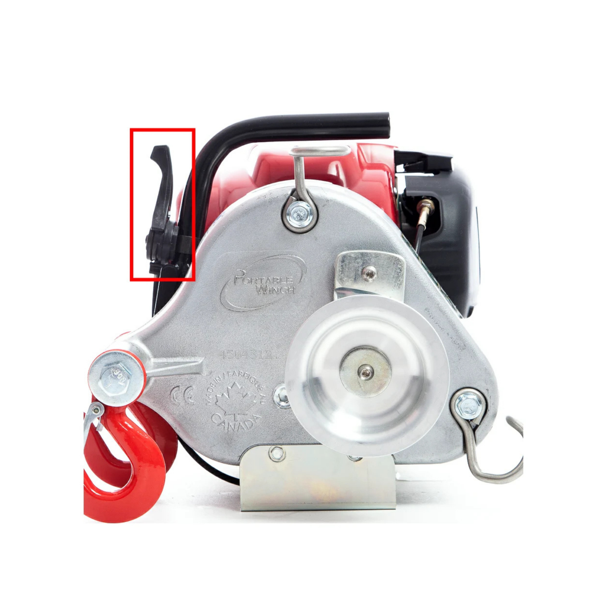 PCW3000 Winch Throttle Lever shown on Portable Winch, highlighting its replacement control feature.