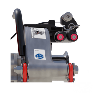 Close-up of the PCW4000 petrol pulling winch showing control panel and engine details.