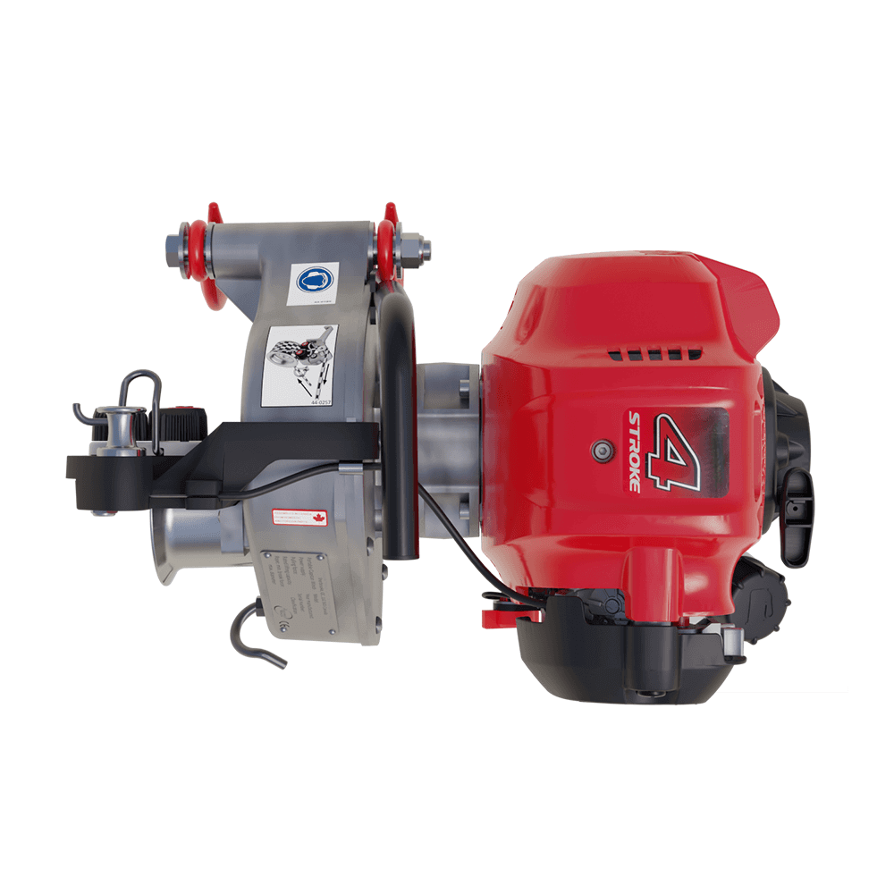 Portable winch PCW4000 with 4-stroke Honda engine, designed for heavy-duty pulling tasks like tree surgery.