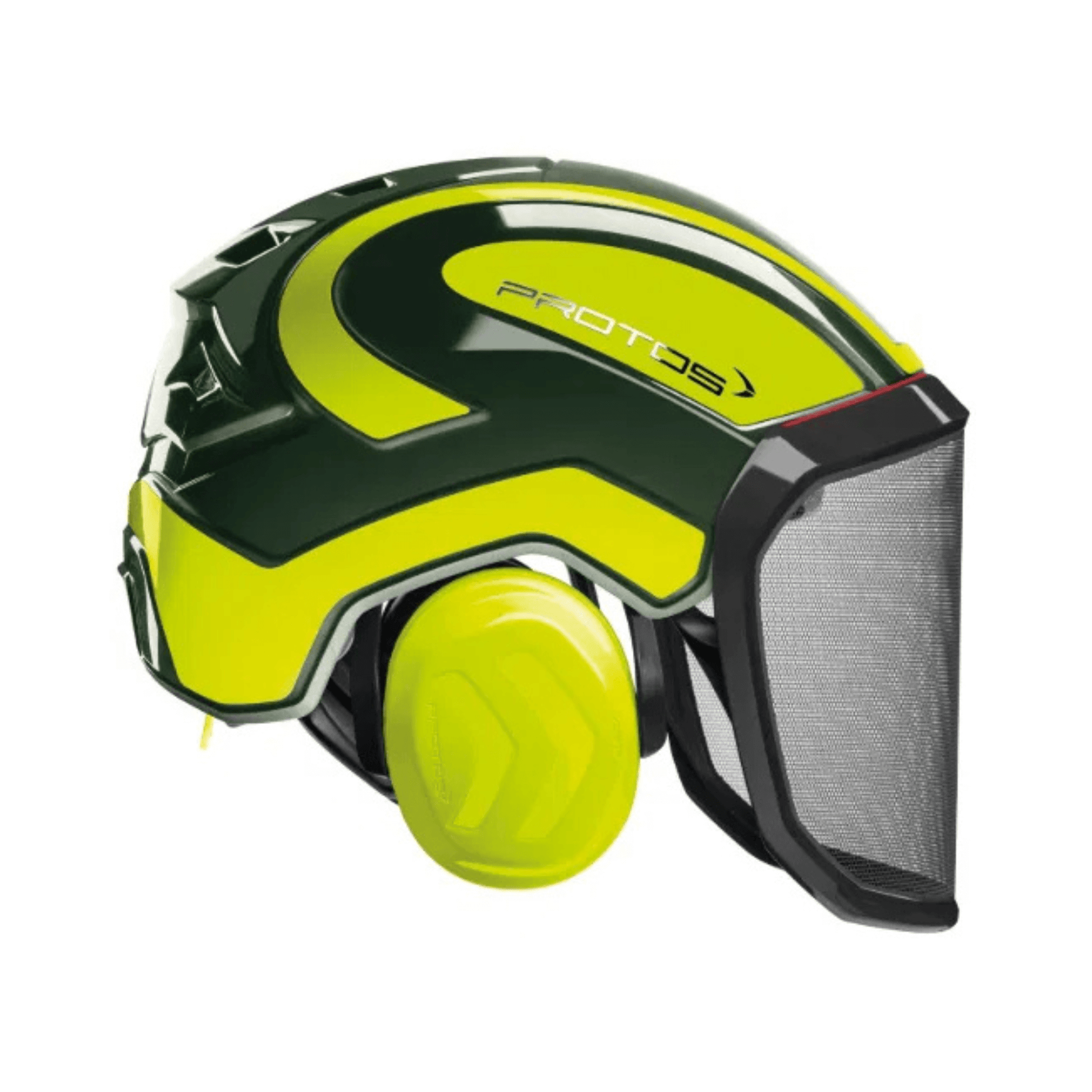 Integral Forest Chainsaw Helmet by PROTOS, featuring integrated hearing, face, and head protection for forestry safety.