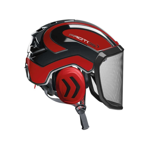 Protos Integral Arborist Chainsaw Helmet for tree surgeons, providing superior impact protection and safety features.