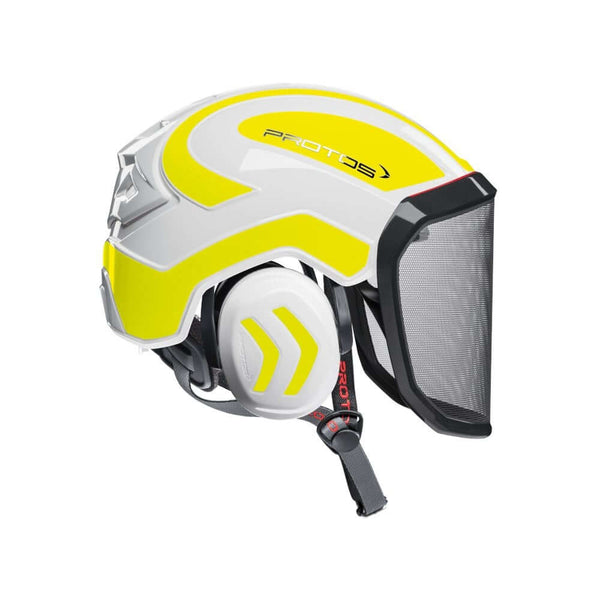 Protos Integral Arborist Chainsaw Helmet for tree surgeons, offering superior impact protection and comfort.