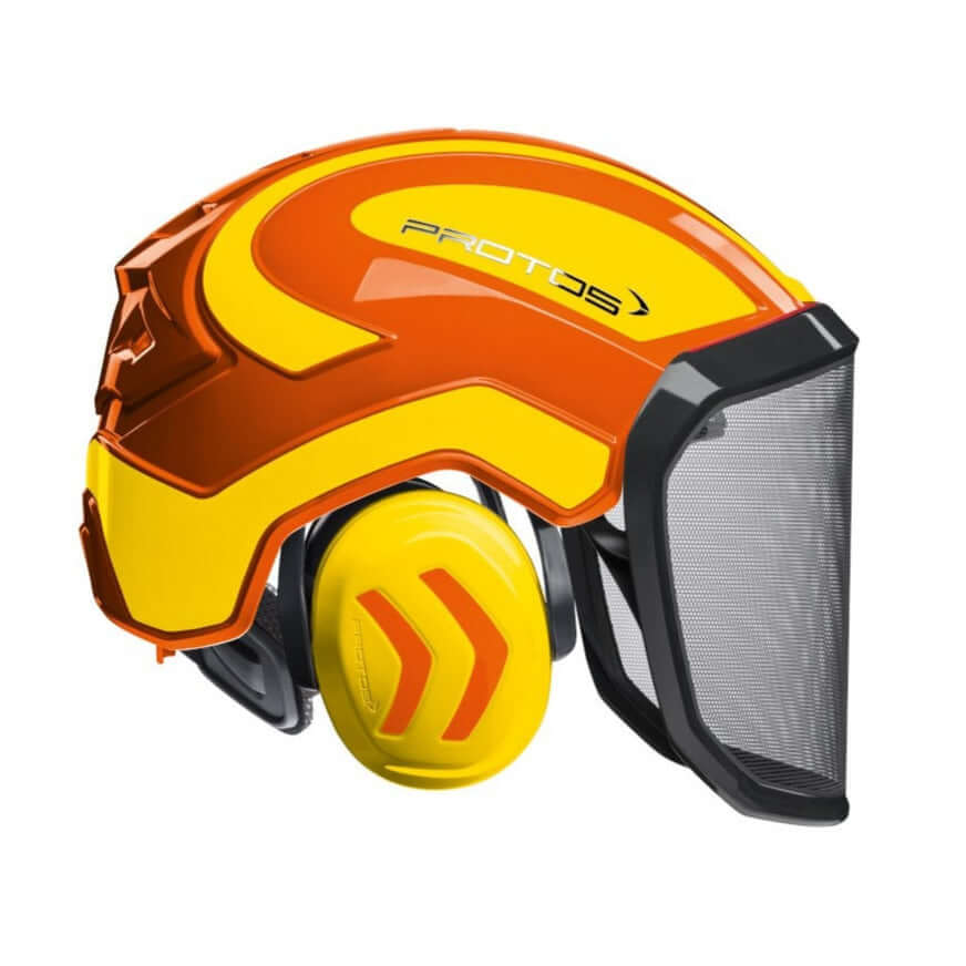 Protos Integral Forest Chainsaw Helmet designed for tree surgeons, offering safety, comfort, and a perfect fit for ground-level operations.
