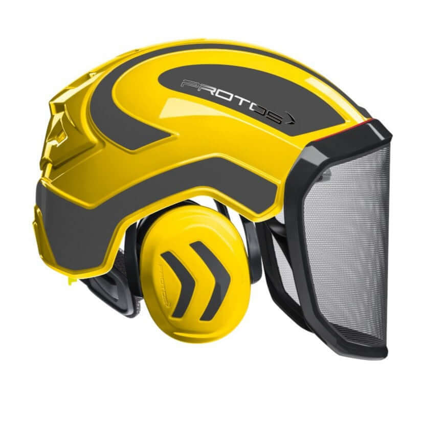 Protos Integral Forest Chainsaw Helmet designed for tree surgeons, offering safety, comfort, and perfect fit for forestry work.