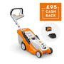 RMA 239 C Cordless Lawnmower with cashback offer displayed in the image