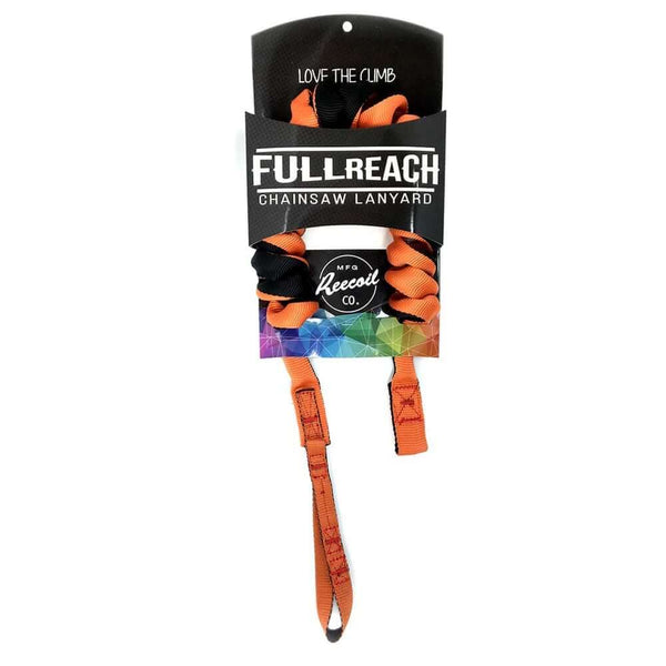 REECOIL Full Reach chainsaw lanyard for tree surgeons, designed for mobility and safety while climbing.