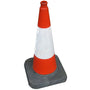 Road Traffic Cone 450mm for construction sites, vibrant color with reflective detail for visibility and safety.