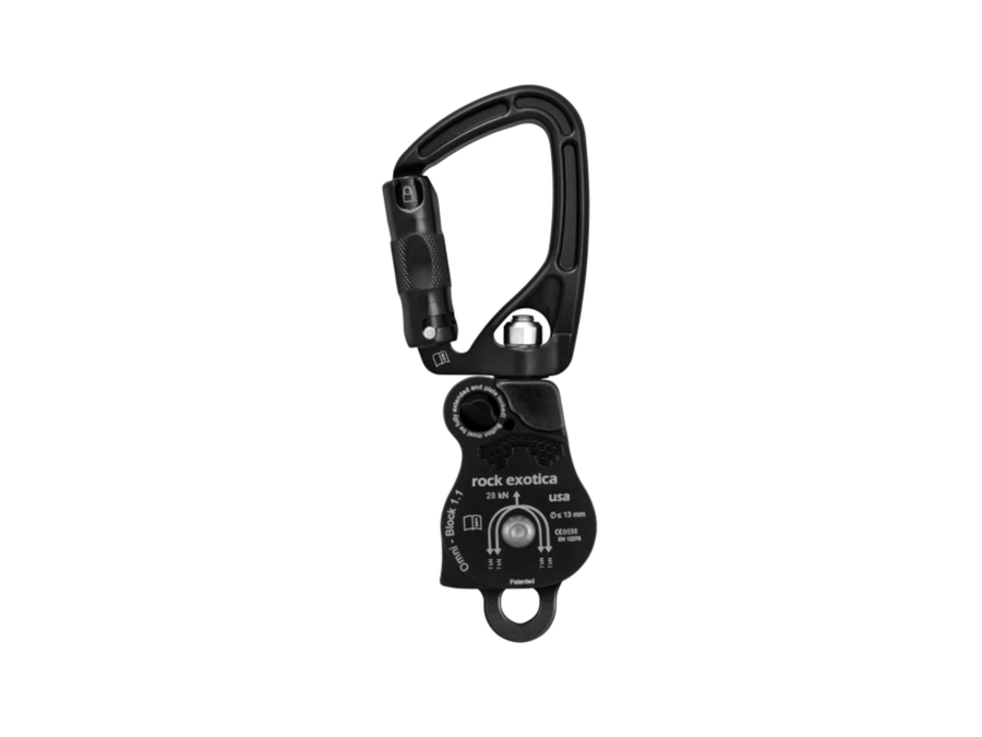 Swivel, carabiner and double pulley
