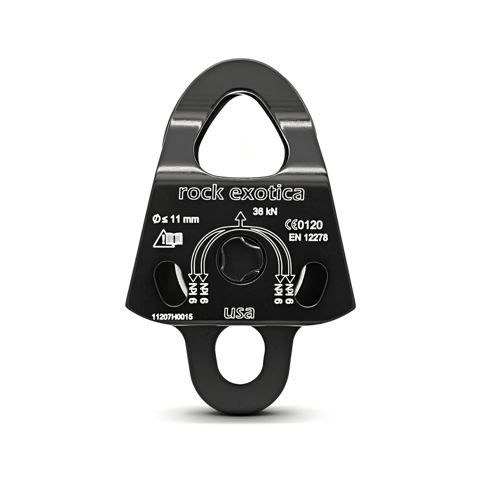P21 Mini Pulley Double by Rock Exotica, compact CNC machined aluminum pulley for rigging and rope access.