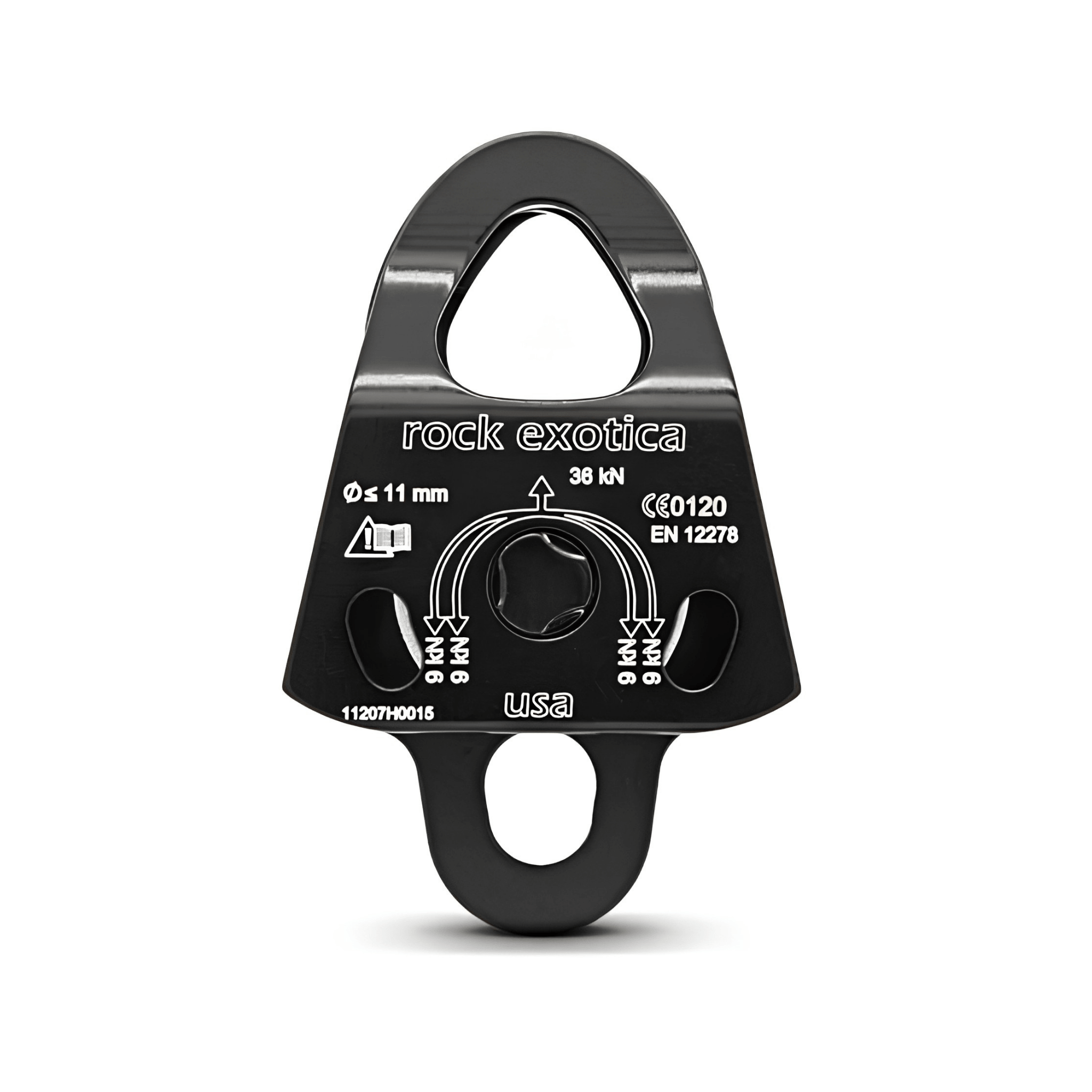 P21 Mini Pulley Double by Rock Exotica, compact CNC machined aluminum pulley for rigging and rope access.