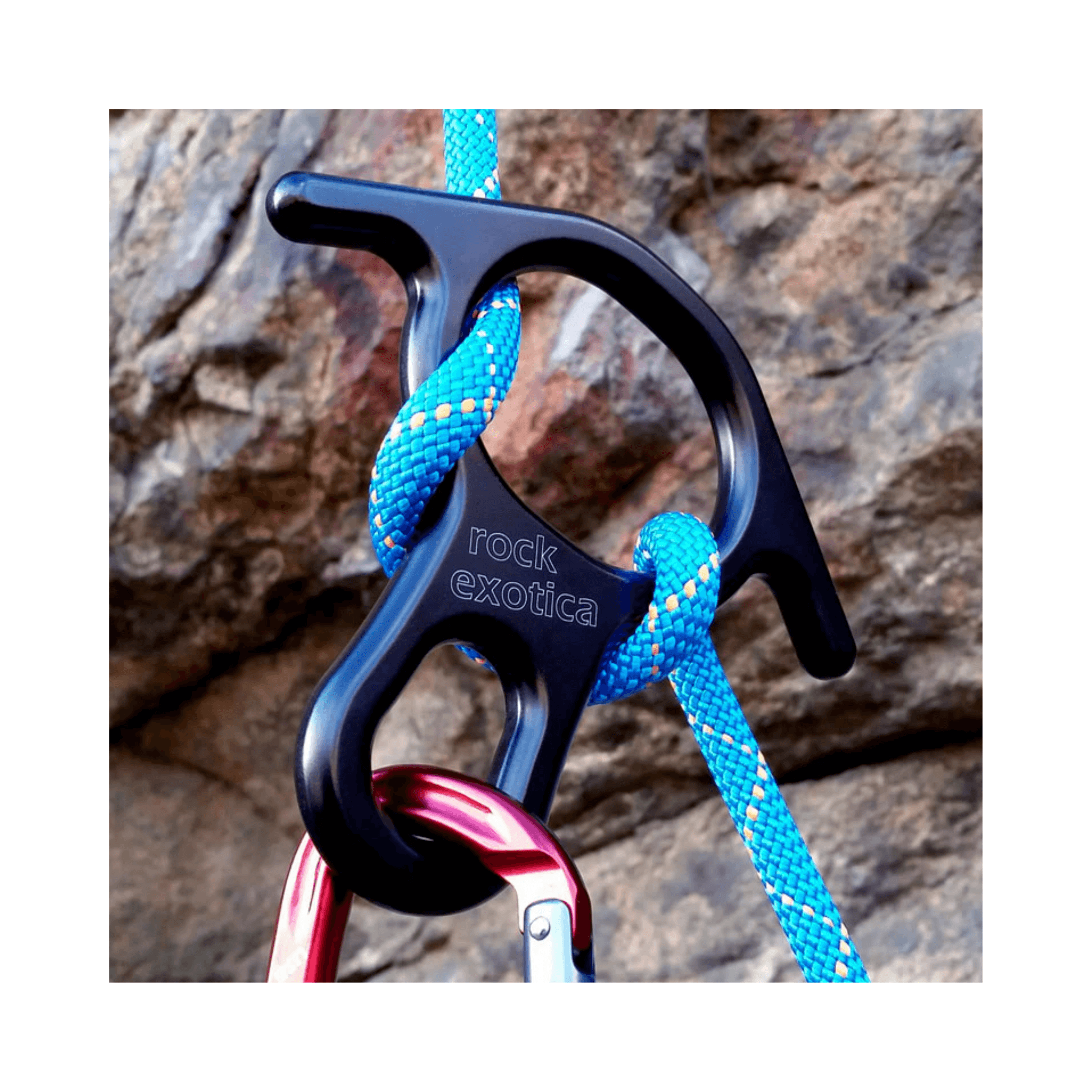 Rescue Eight Descender from Rock Exotica, featuring durable design and integrated side ears for controlled lowering.