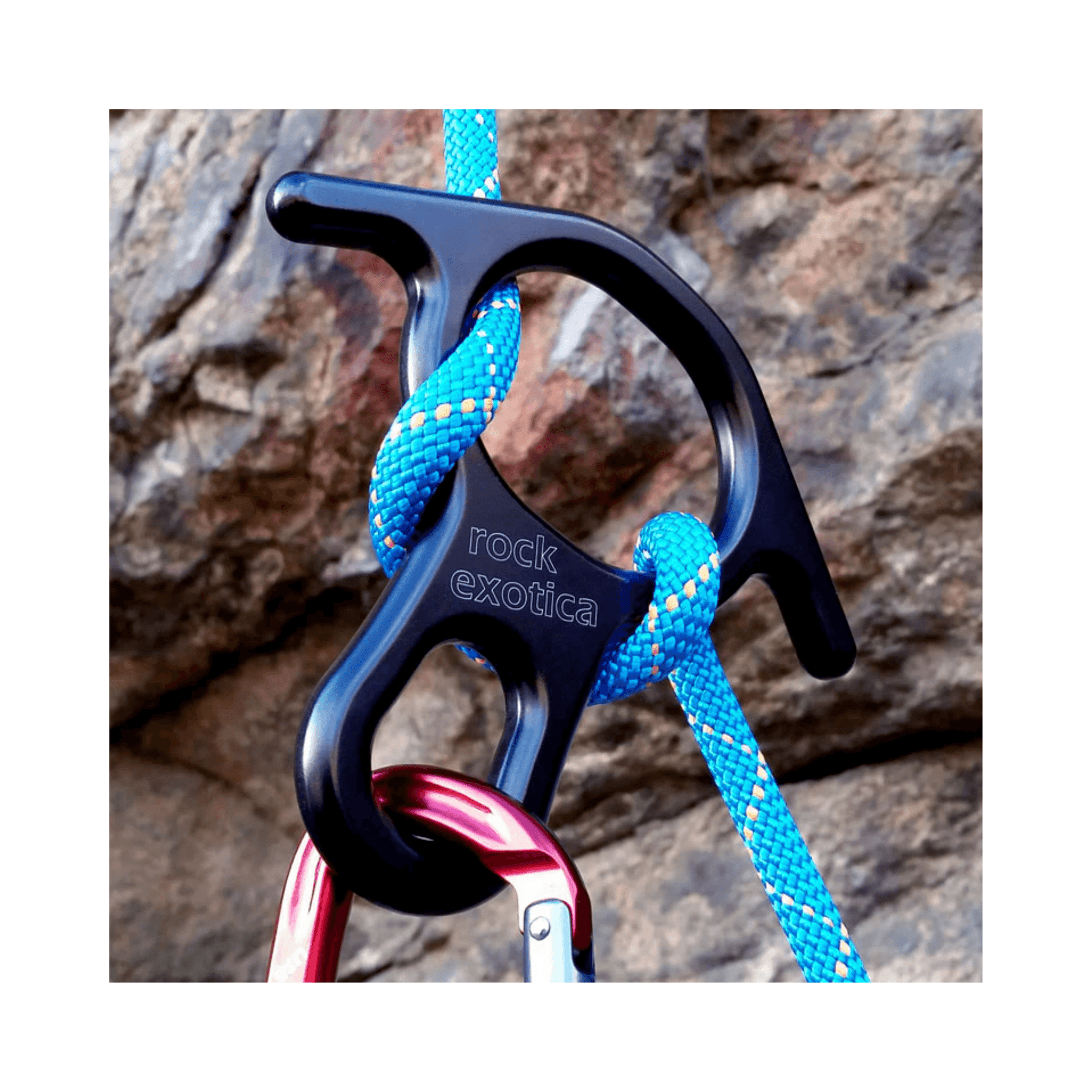 Rescue Eight Descender from Rock Exotica, featuring durable design and integrated side ears for controlled lowering.
