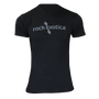 Black RockTee short sleeve top for men featuring Rock Exotica logo, ideal for tree surgeons.