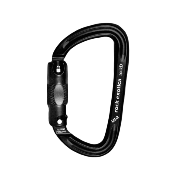 rockD Auto-Lock Carabiner, lightweight aluminum, ideal for tree surgeons, features 3-stage autolock mechanism.