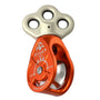 Rock Exotica Hydra Triple Attachment Swivel Pulley for tree surgeons, lightweight and durable with three connection points.