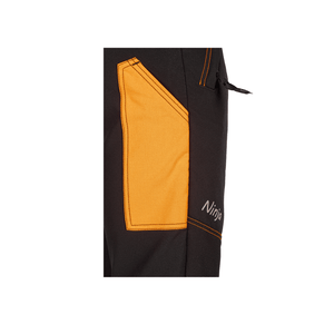 Close-up of NINJA chainsaw trousers showing side pocket design, ideal for tree surgeons.