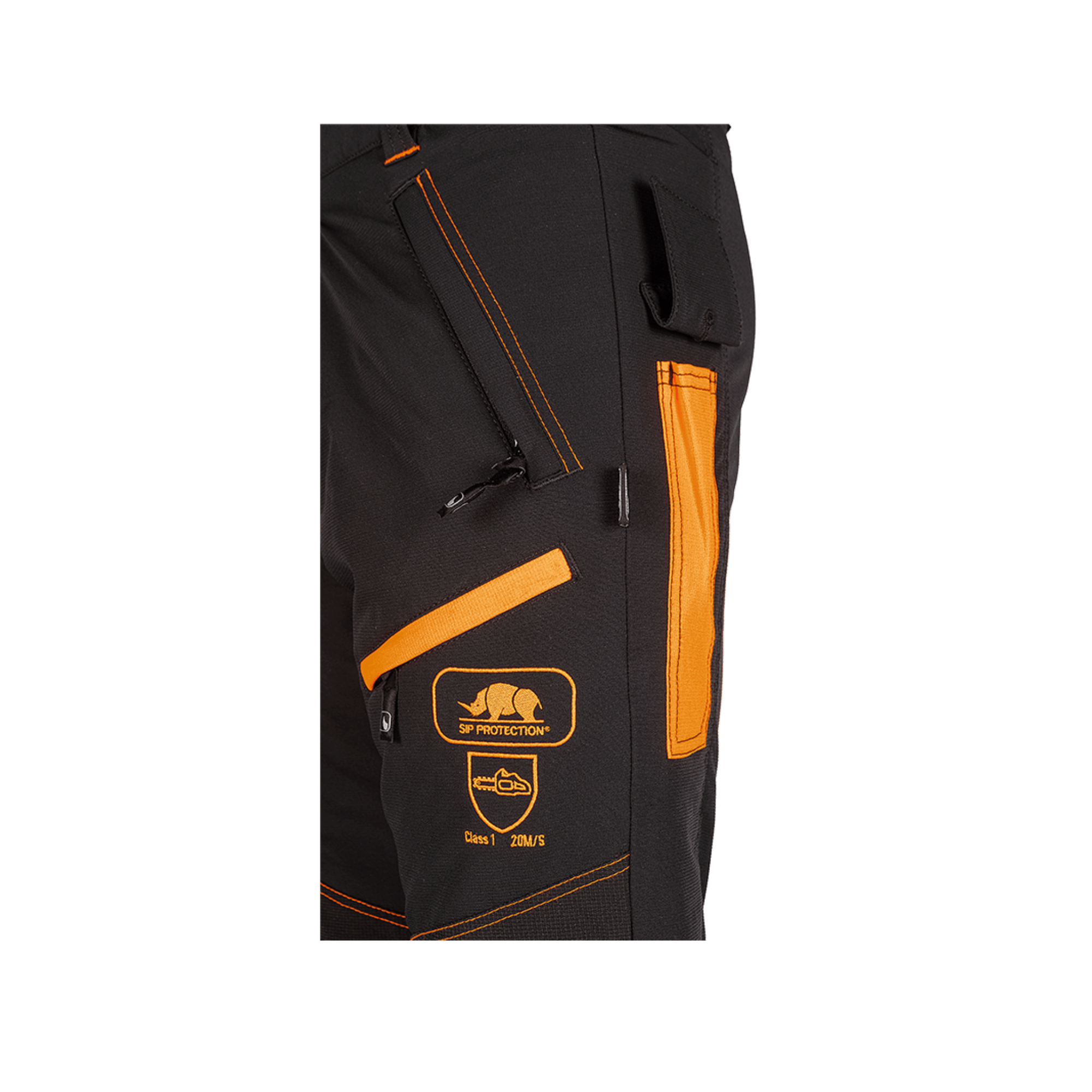 SIP Protection NINJA Chainsaw Trousers showcasing pockets and Class 1 protection, ideal for tree surgeons.