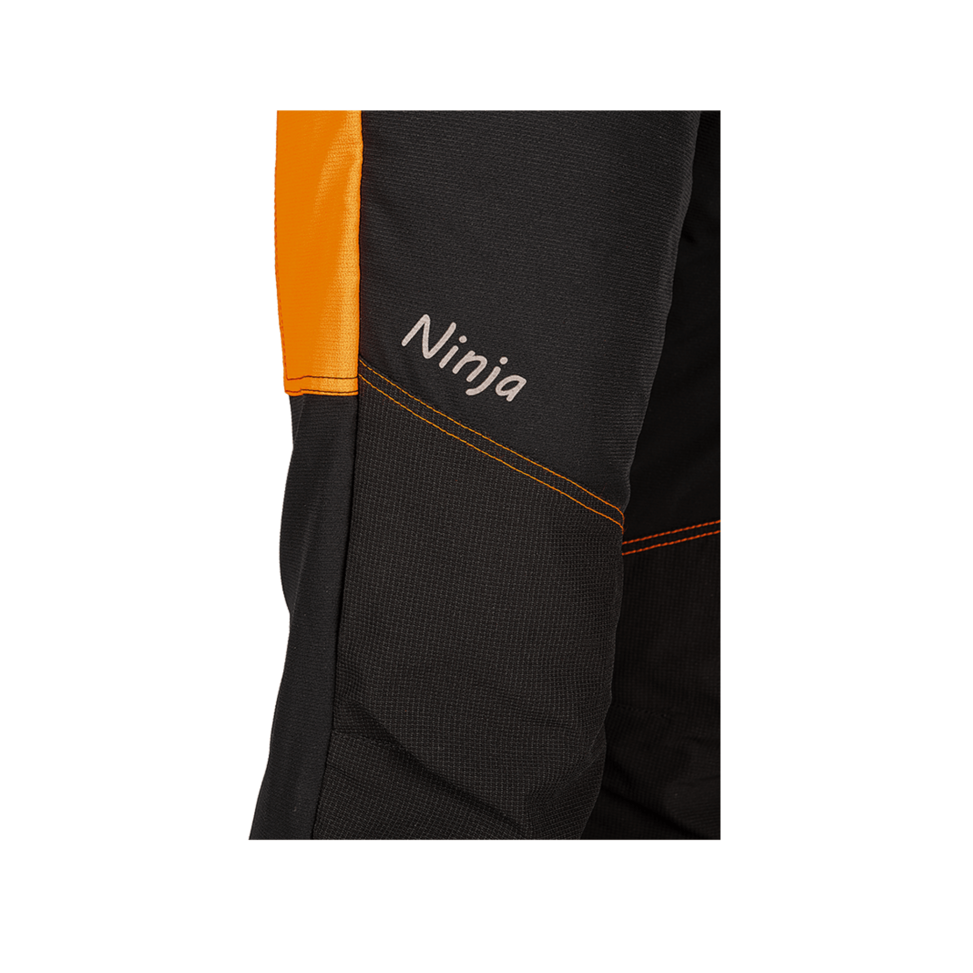 Close-up of SIP Protection NINJA chainsaw trousers showcasing modern design and color scheme.
