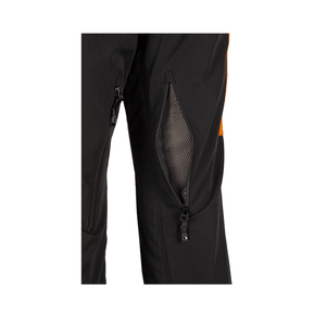 Close-up of SIP Protection NINJA chainsaw trousers featuring zippered pockets for tree surgeons.