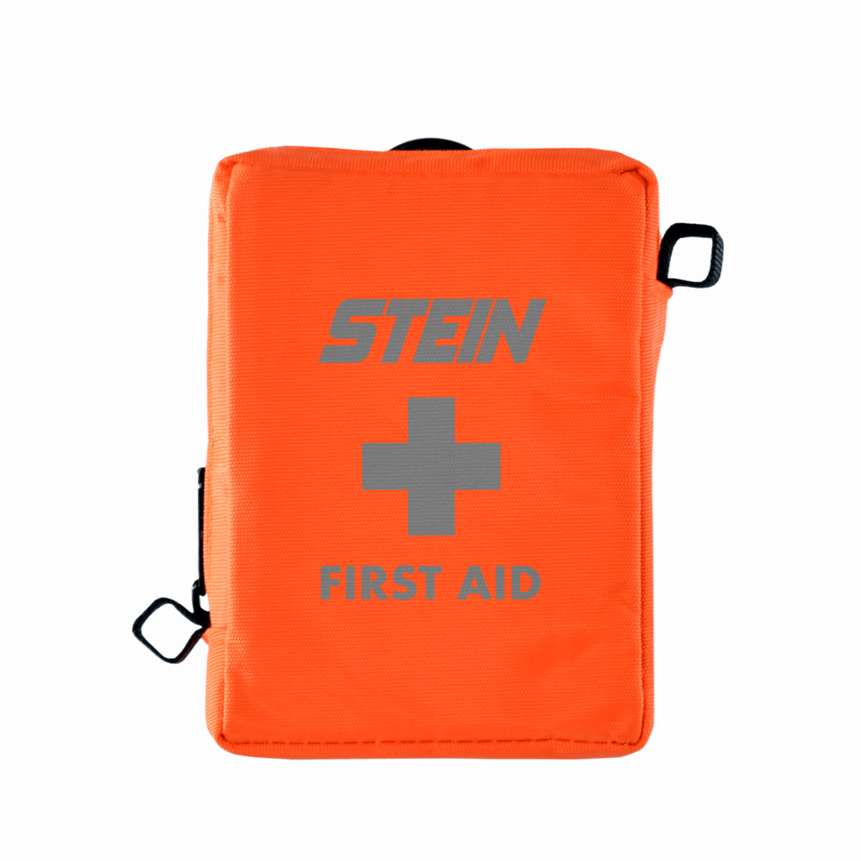 STEIN SOLO Plus Personal First Aid Kit in bright orange, essential safety gear for tree surgeons and arborists.