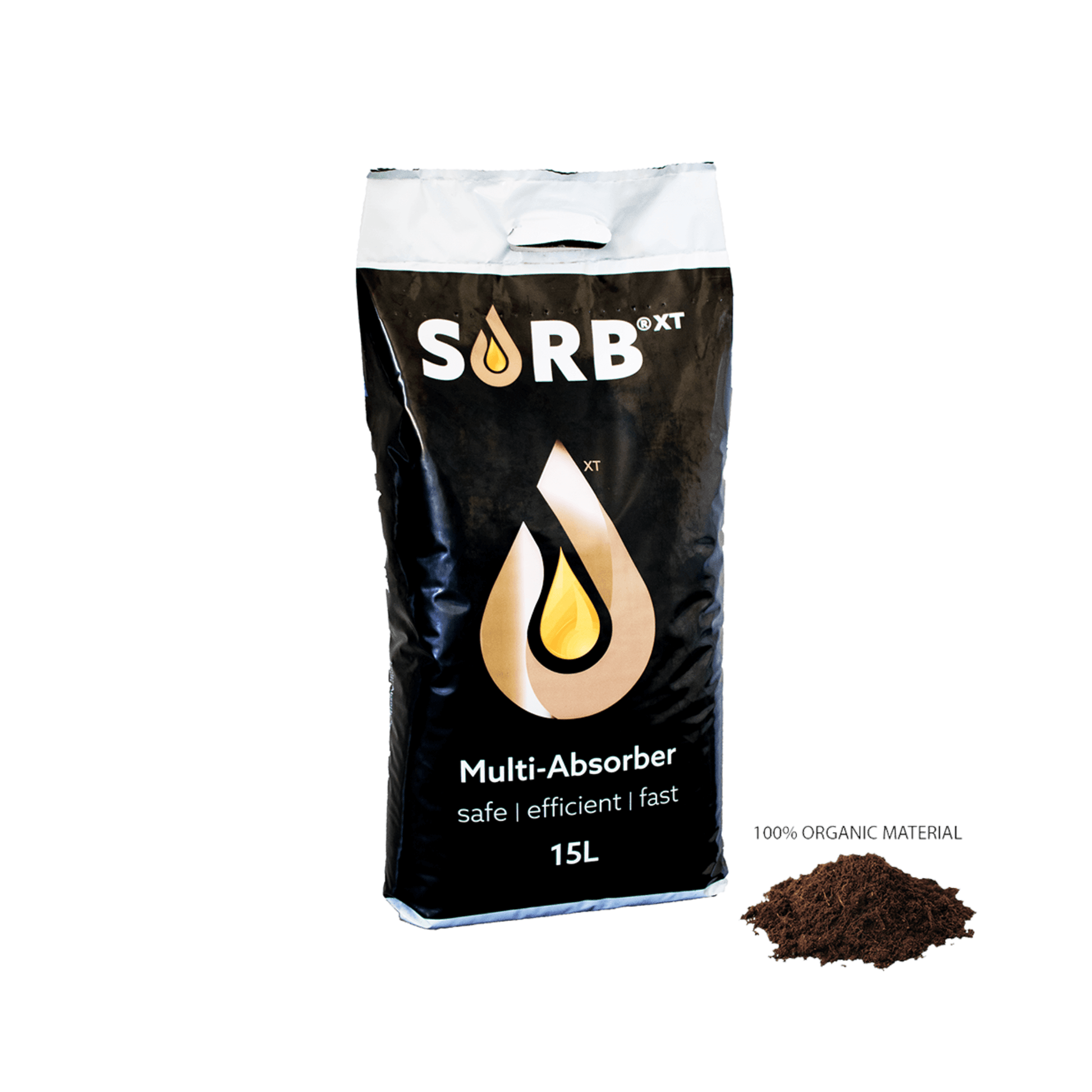 XT 15L Bag Organic Binder - SORB XT Multi-Absorber, 100% organic material, safe and efficient for various spills.