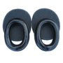 A pair of black ear cushions and headband pads for Sordin HPE ear defenders.
