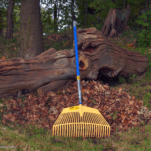 STEIN 2 in 1 Plastic Debris Rake Head with blue pole for debris clearing, ideal for tree surgeons.