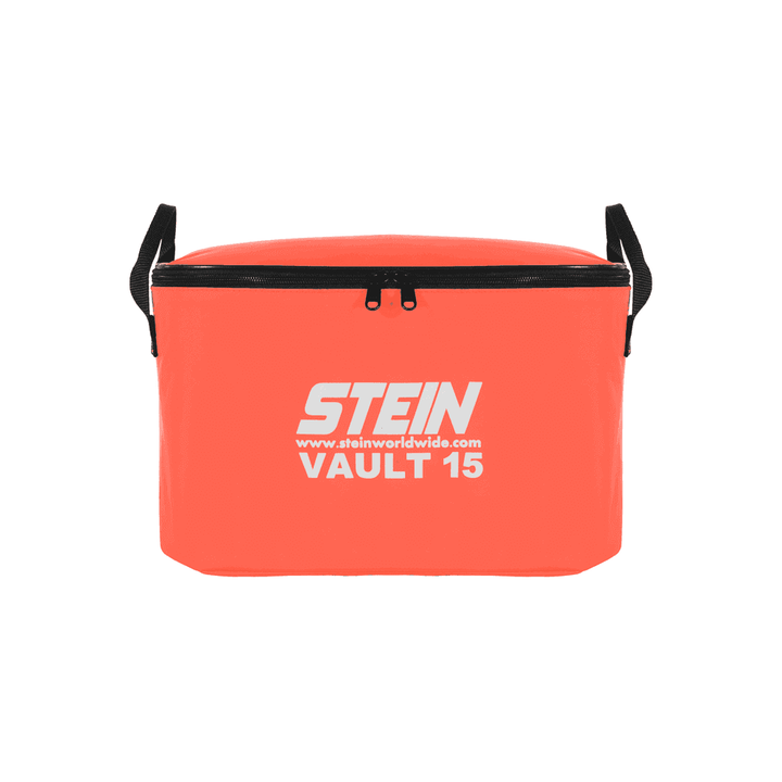 STEIN VAULT 15 Climbing Kit Storage Bag in bright orange, ideal for tree surgeons and outdoor enthusiasts.
