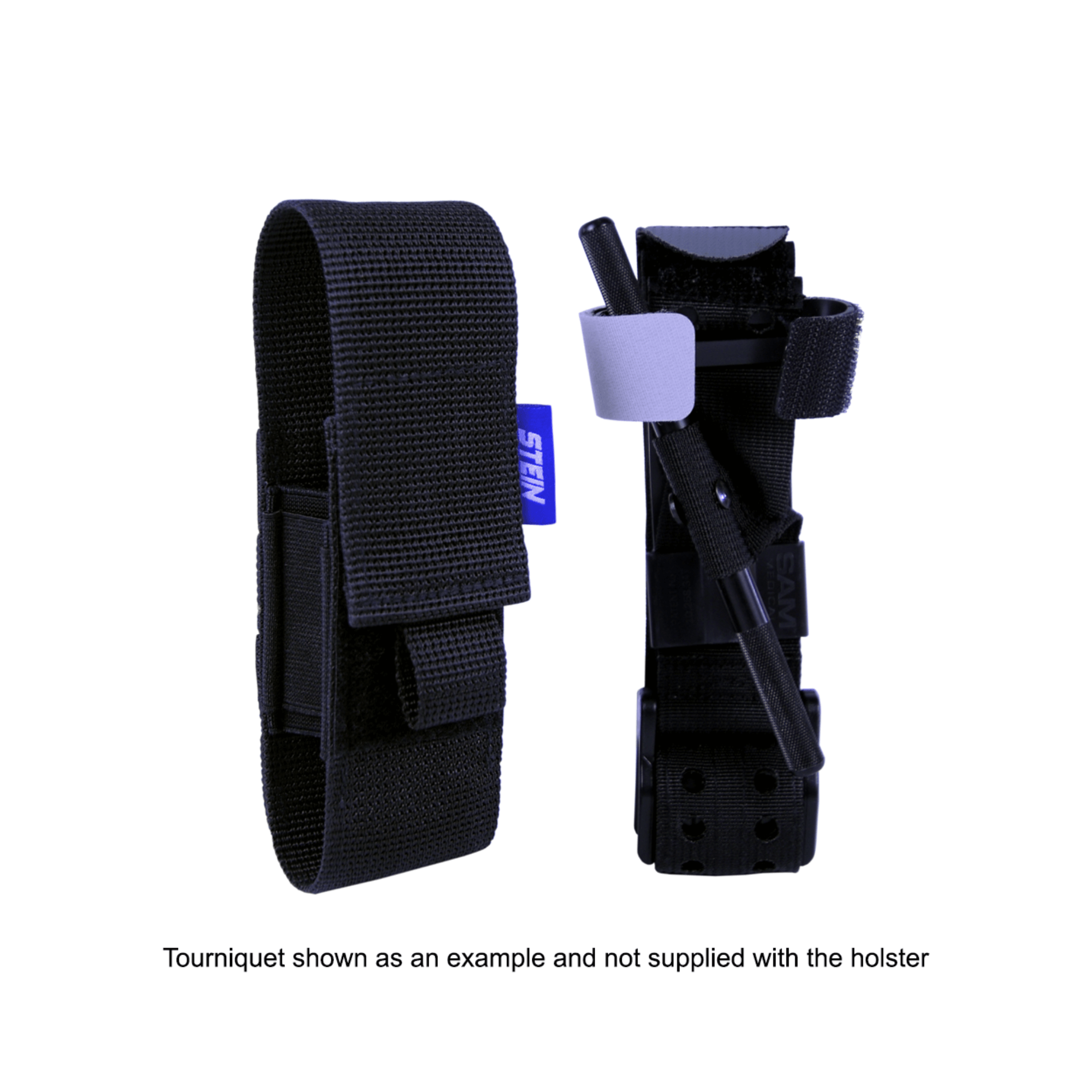 STEIN VAULT TQ Tourniquet Holster with adjustable straps for secure retention and rapid access, ideal for tree surgeons and first responders.