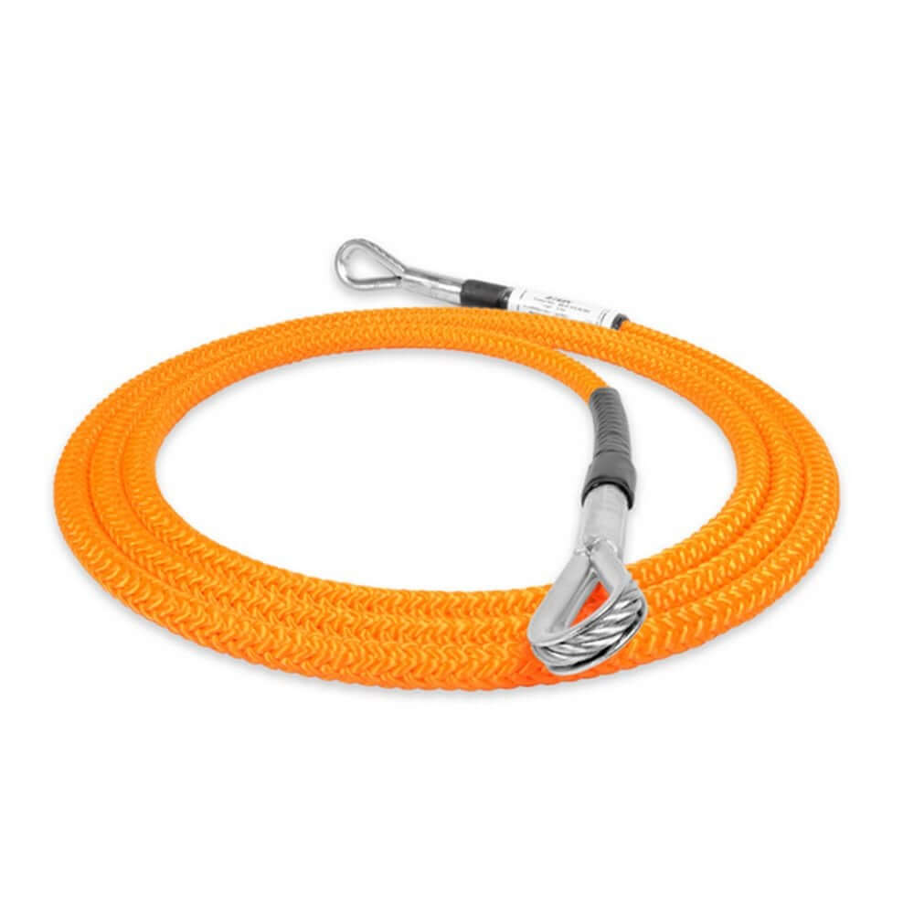 Durable orange STEIN Wire Core Flipline for tree surgeons, featuring a padded grip and strong wire core for climbing safety.
