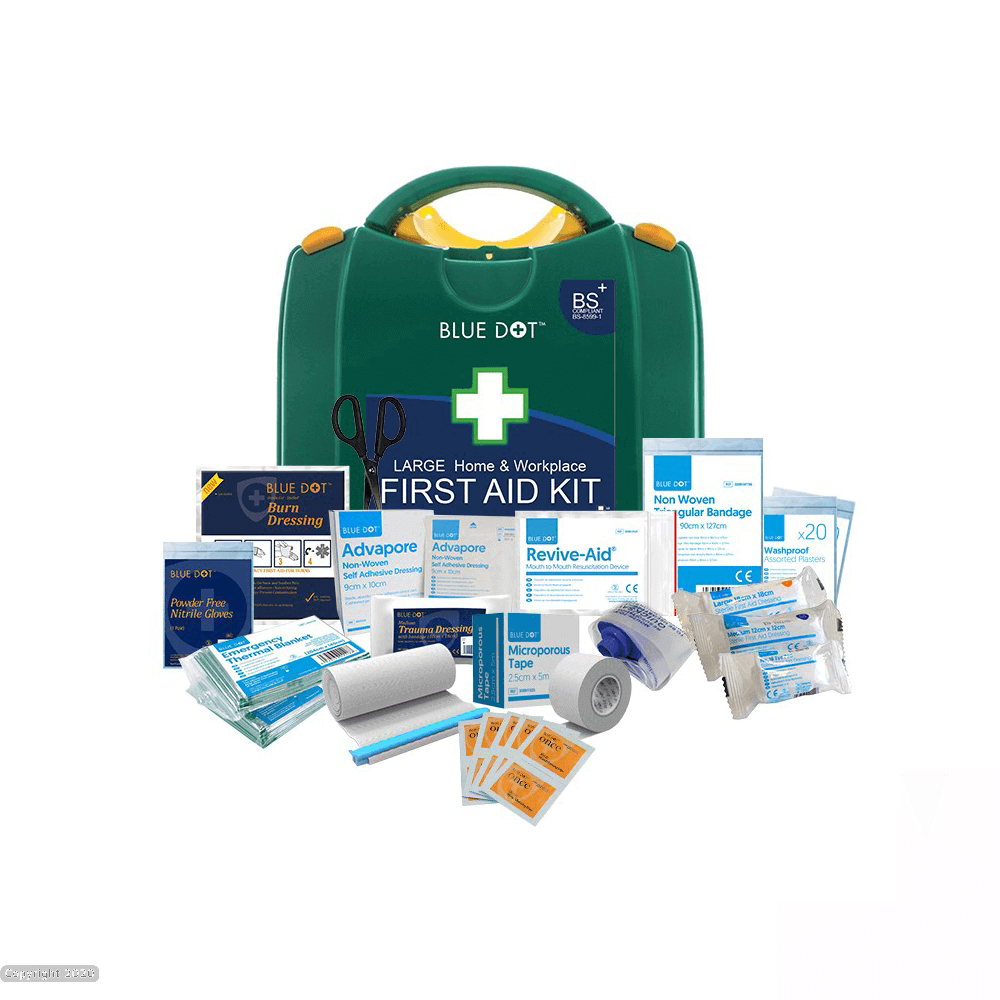 Large workplace first aid kit with essential supplies for minor injuries and emergencies, suitable for Tree Surgeons and offices.