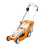 RME 339 electric lawn mower designed for small lawns, featuring a 37cm cutting width and compact design for easy maneuverability.