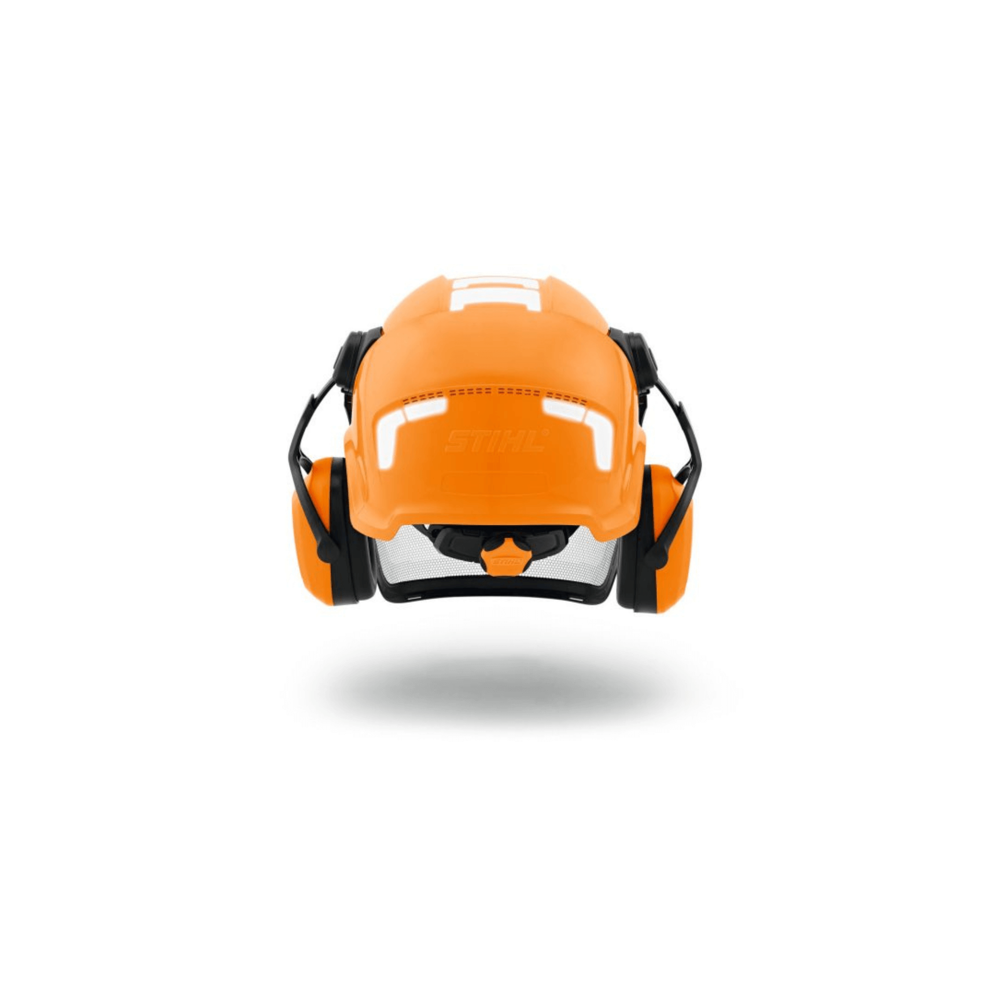 STIHL Advance X-Vent Chainsaw Helmet in bright orange, designed for tree surgeons and professional arborists.