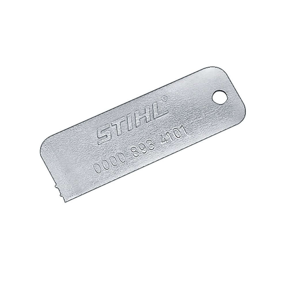 STIHL check gauge for sprockets, essential tool for tree surgeons to assess chain saw sprocket wear.