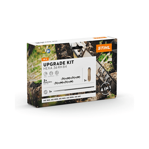 STIHL HEXA Upgrade Kit for enhanced chainsaw performance, includes Rapid Hexa saw chains and a file.