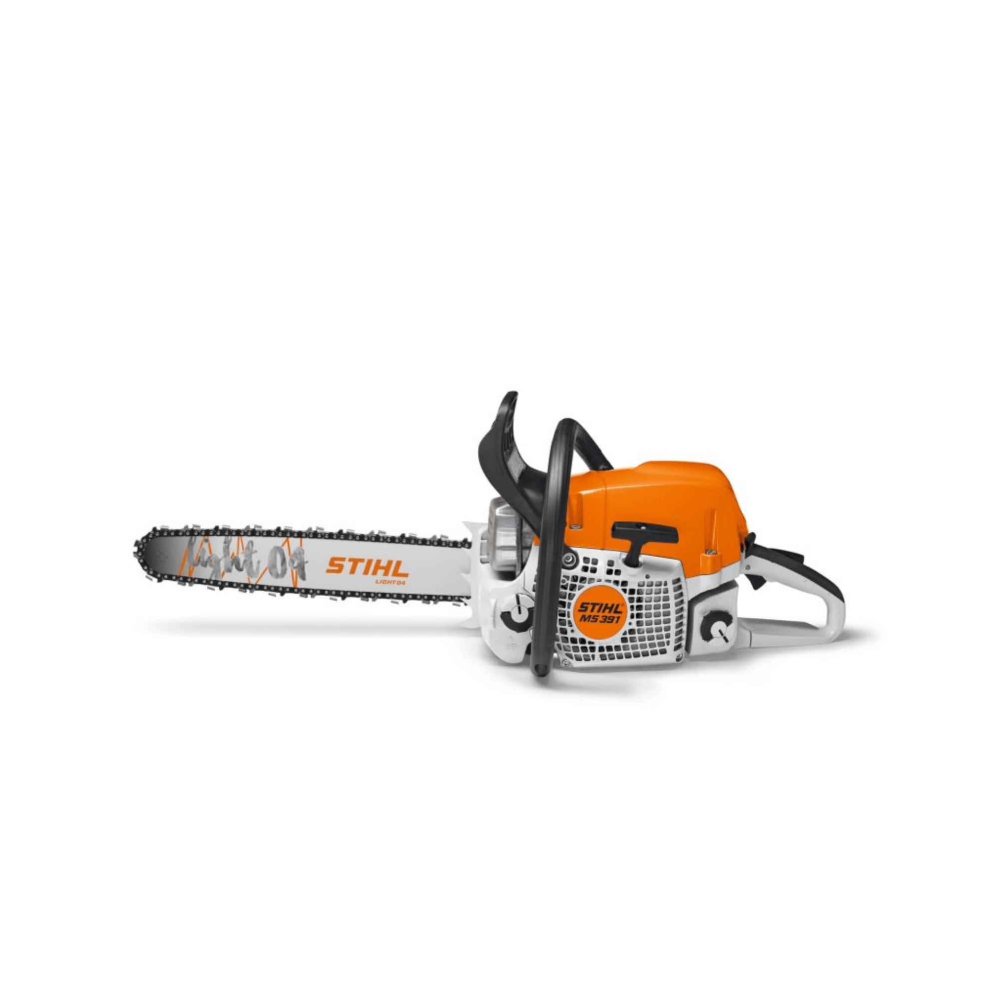 STIHL MS 391 petrol chainsaw, ideal for tree surgeons and heavy agricultural tasks, showcasing robust design and performance.