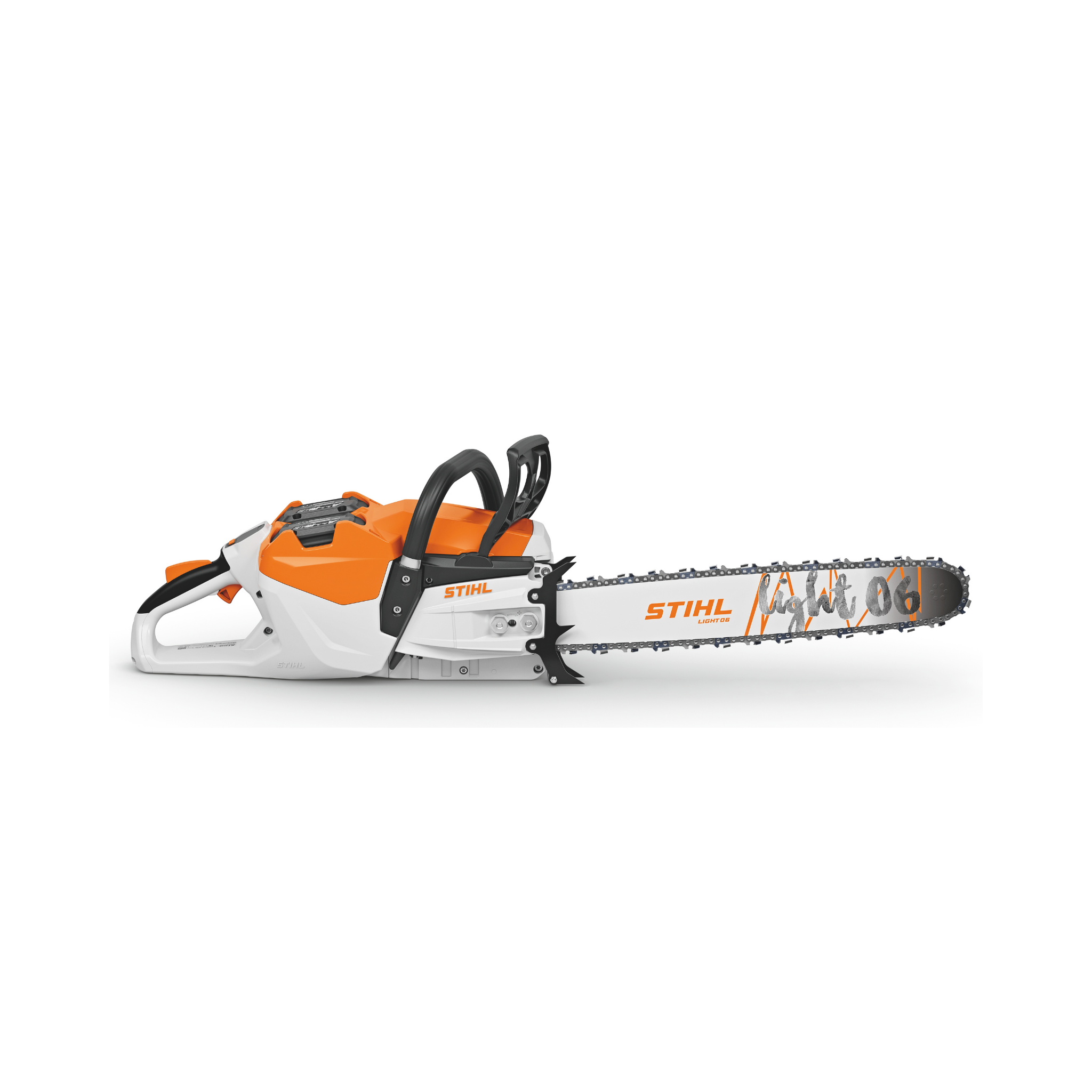 MSA 600 C-O Cordless Chainsaw with orange and white design, ideal for effective cutting and trimming tasks.