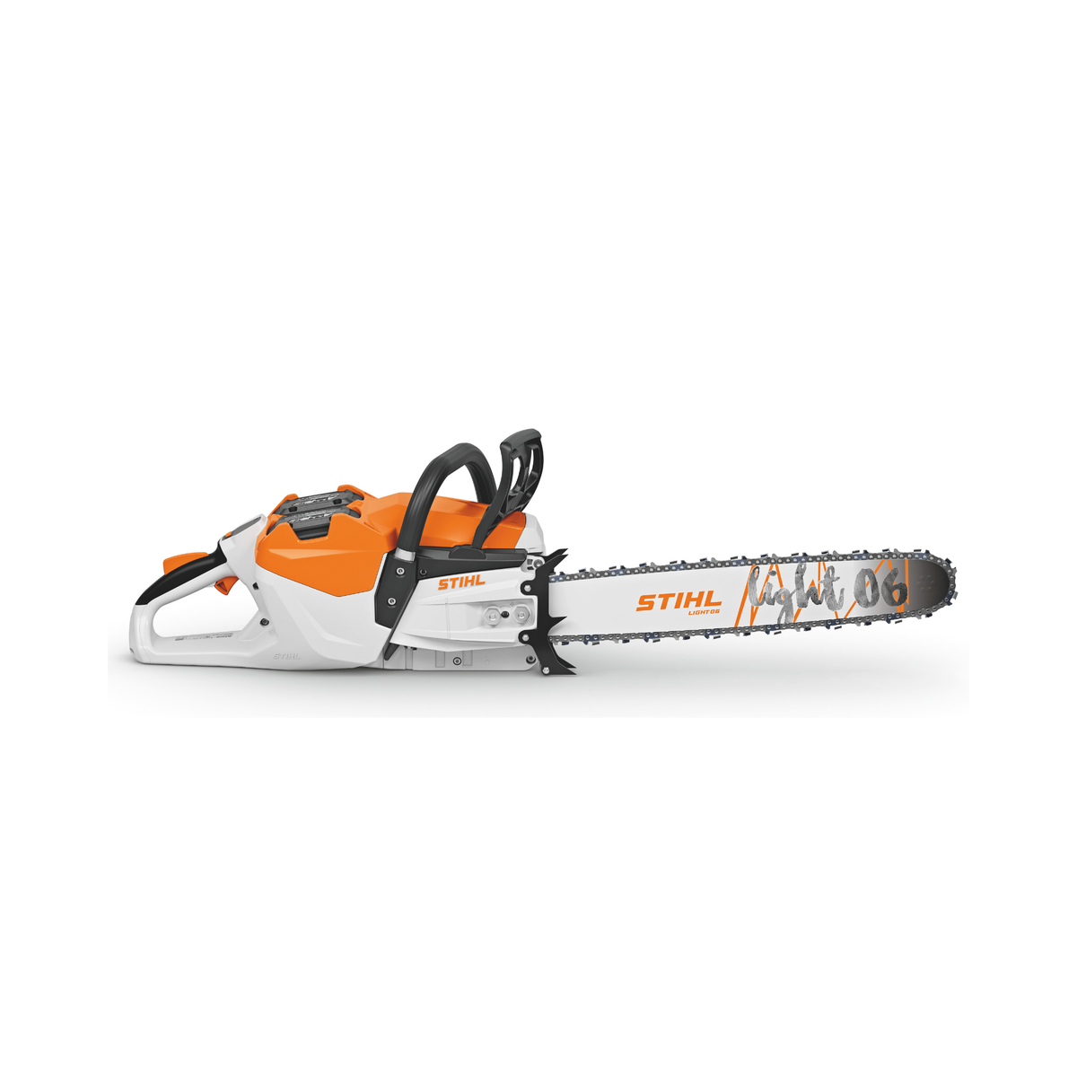 MSA 600 C-O Cordless Chainsaw with orange and white design, ideal for effective cutting and trimming tasks.