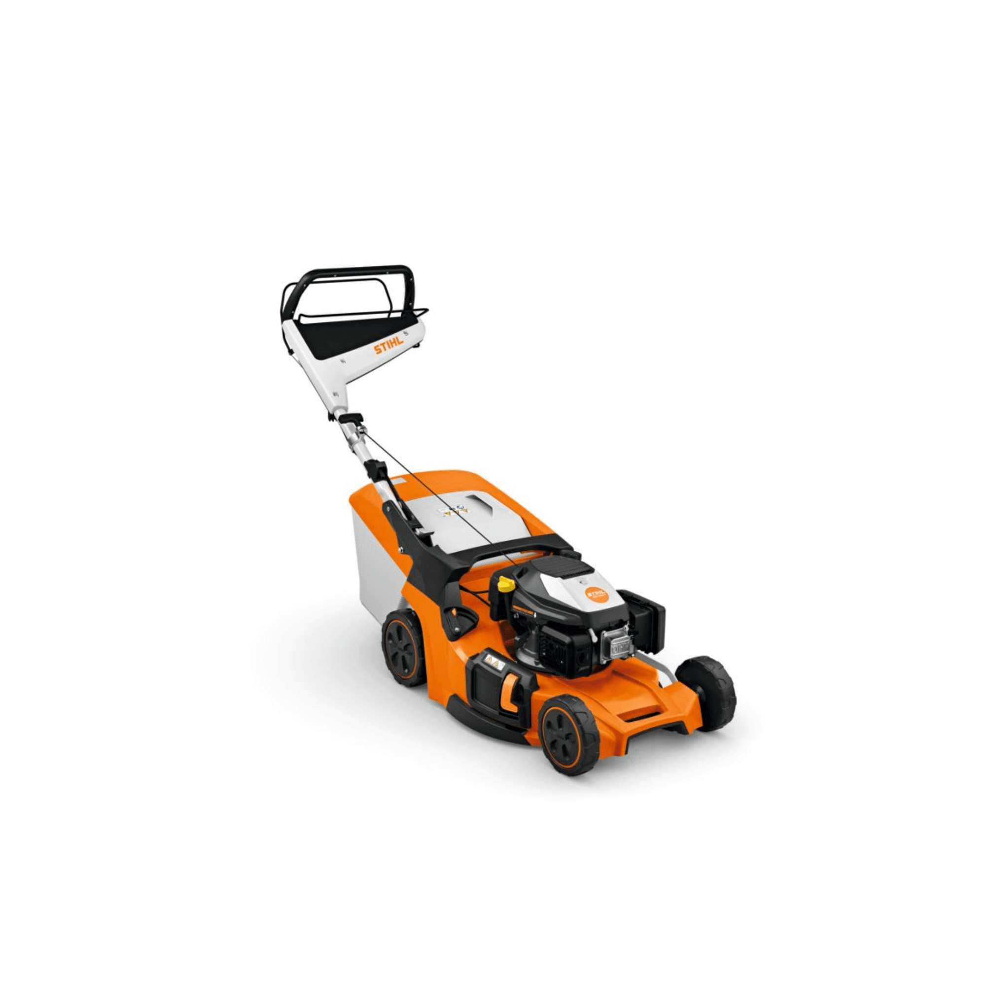 STIHL RM 453 T Self Propelled Petrol Lawn Mower showcasing its lightweight design and robust features.