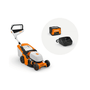 STIHL RMA 443 Cordless Lawnmower and battery charger for efficient garden maintenance.