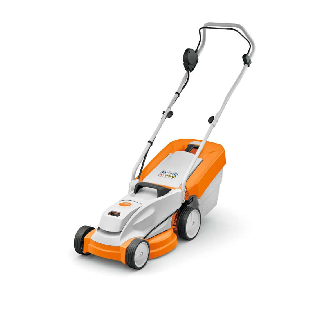 STIHL RMA 235 cordless lawn mower, lightweight design for easy maneuverability, ideal for small lawns and gardens.