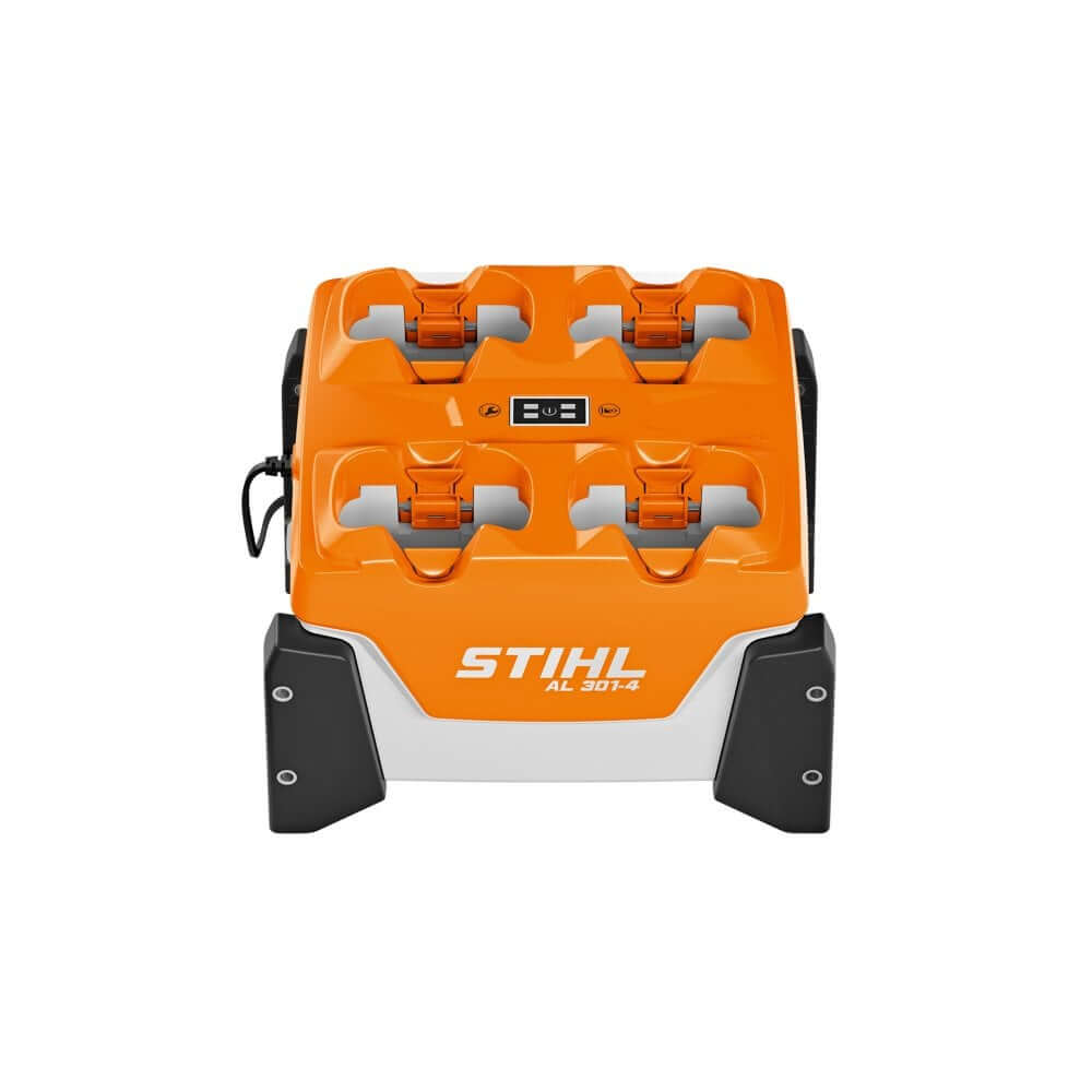 STIHL AL 301-4 Multi Battery System Charger. Charges up to 4 STIHL AP/AR batteries simultaneously. Wall-mountable, LED indicators. Efficient and fast charging for professional use