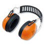 A pair of orange and black STIHL Concept 24 ear protectors with a cushioned headband and soft ear pads.